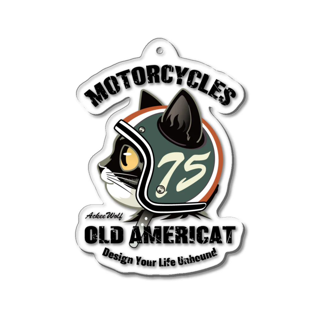 AckeeWolf Art ShopのOLD AMERICAT アクリルキーホルダー