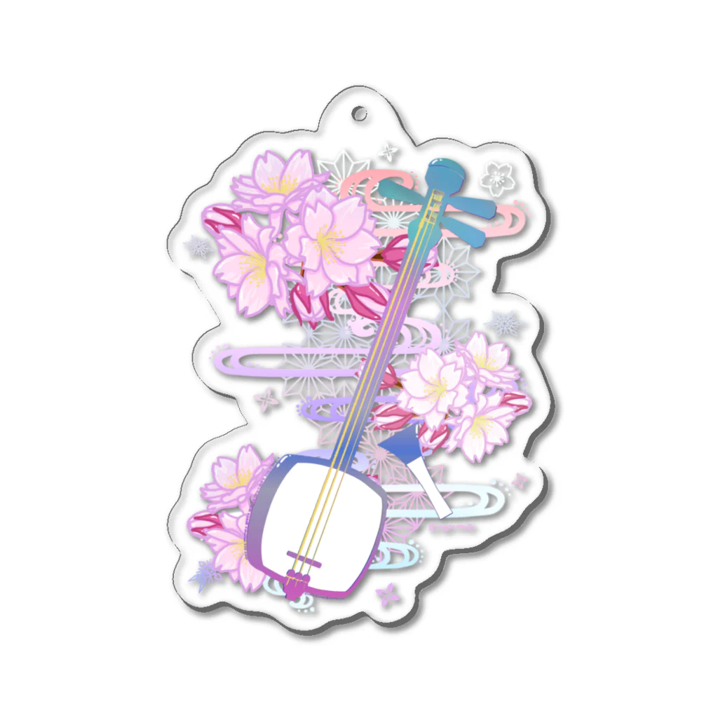 綾錦工房 りこりすの三味線 -雪月花- 【桜】 Acrylic Key Chain