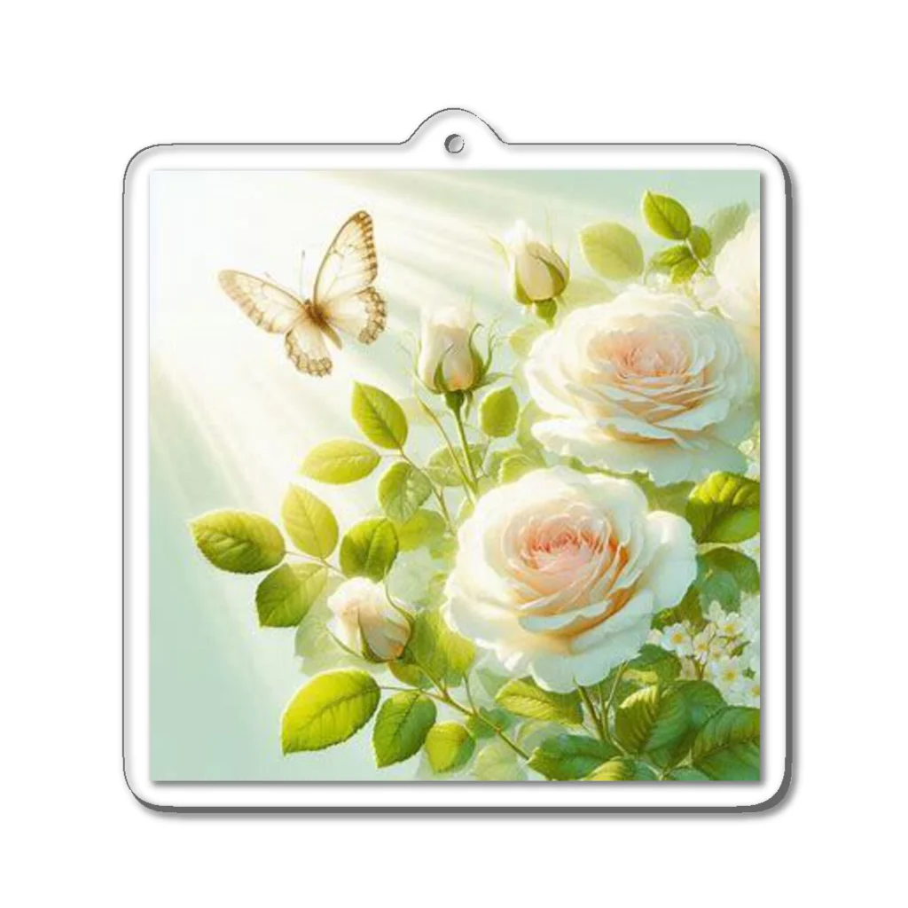 Rパンダ屋の「白薔薇」グッズ Acrylic Key Chain