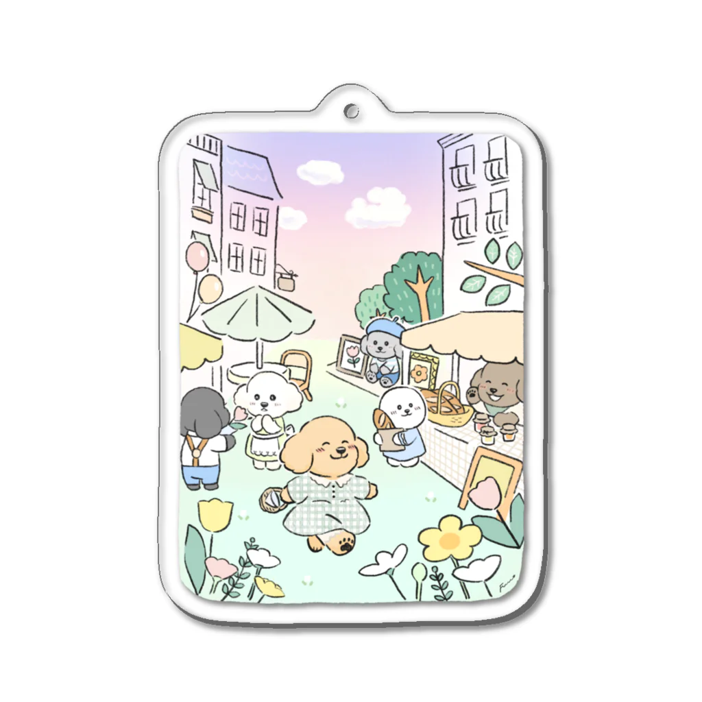 まるっこ犬マルシェのPoodle town Acrylic Key Chain