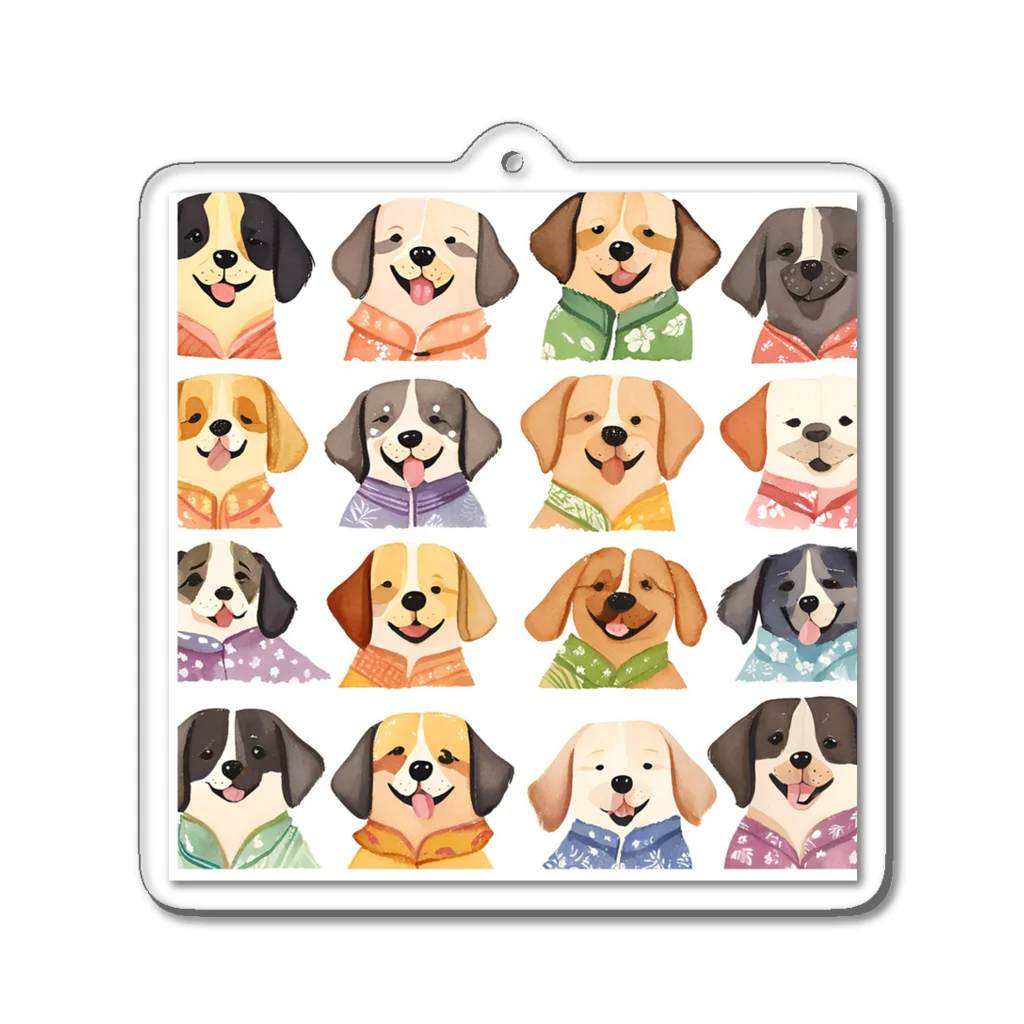 ハワイライフのアロハシャツ犬 Acrylic Key Chain