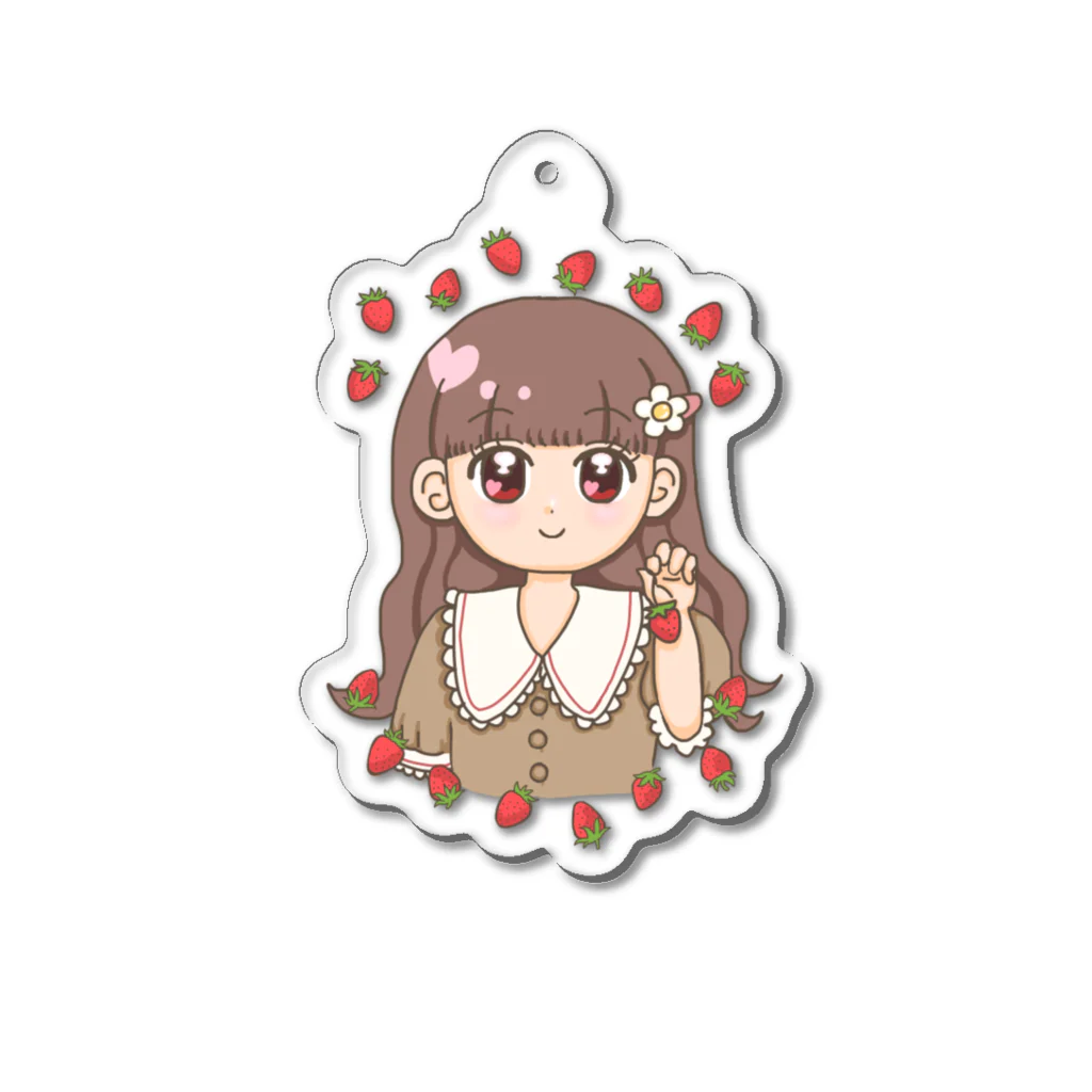 とまとけちゃっぷ🥫のいちごミルクティー🍓 Acrylic Key Chain