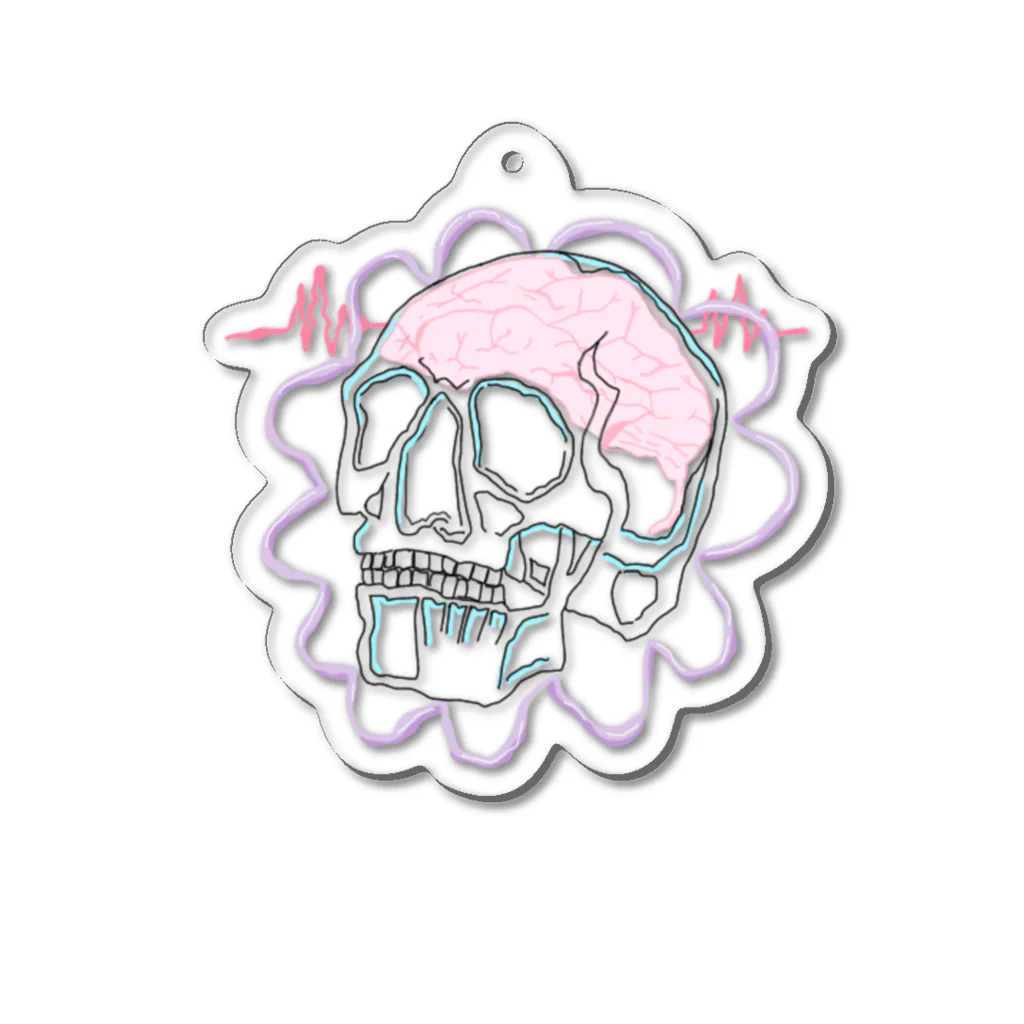 ˖·⟡ 𝓟𝓤𝓛𝓢𝓔 ⟡.·の💀brain skeleton🧠 Acrylic Key Chain