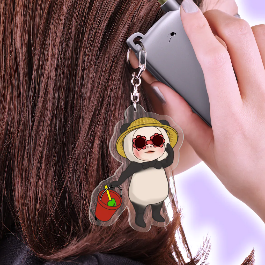 DanSianのパンダタオル・砂遊び Acrylic Key Chain