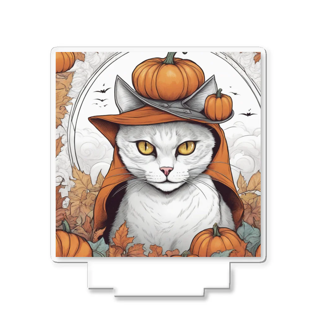 F2 Cat Design Shopのpumpkin cat 001 Acrylic Stand