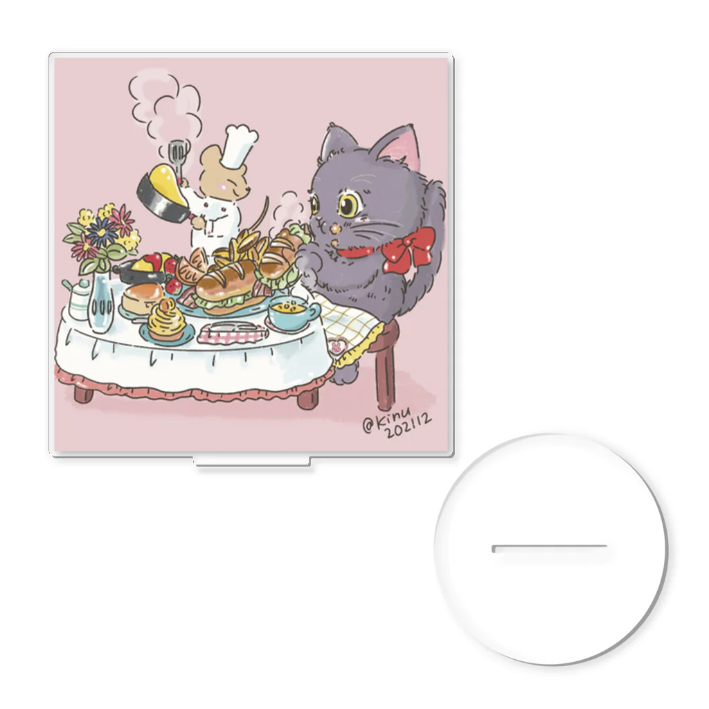 猫のきぬくんのお店のいっぱい食べてもいいかしら Acrylic Stand