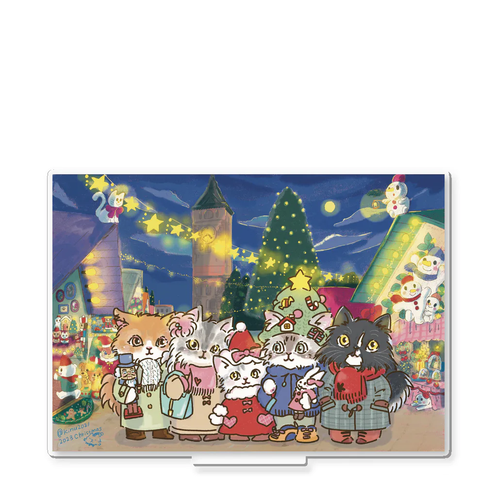 猫のきぬくんのお店のベーカリーこげまるスタッフ　クリスマスツアー Acrylic Stand