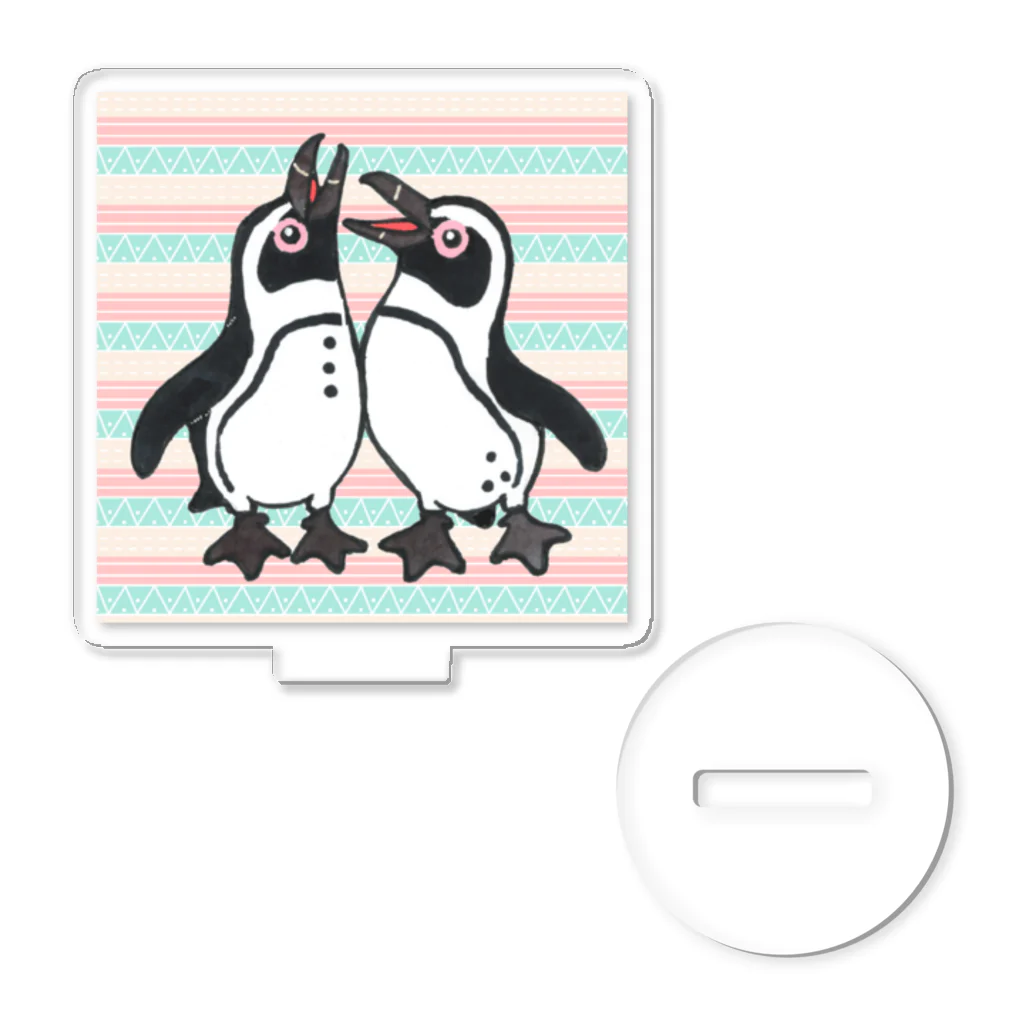 penguininkoの仲良く鳴き合うケープペンギン🐧背景ありB アクリルスタンド