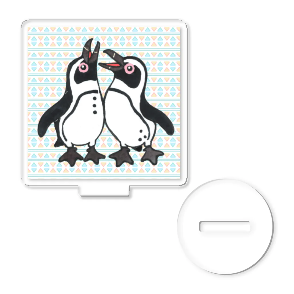 penguininkoの仲良く鳴き合うケープペンギン🐧背景ありC Acrylic Stand