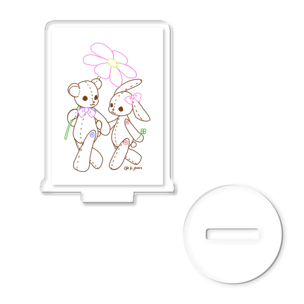 palettemoonすずりてんぽのくまうさおでかけ アクリルスタンド