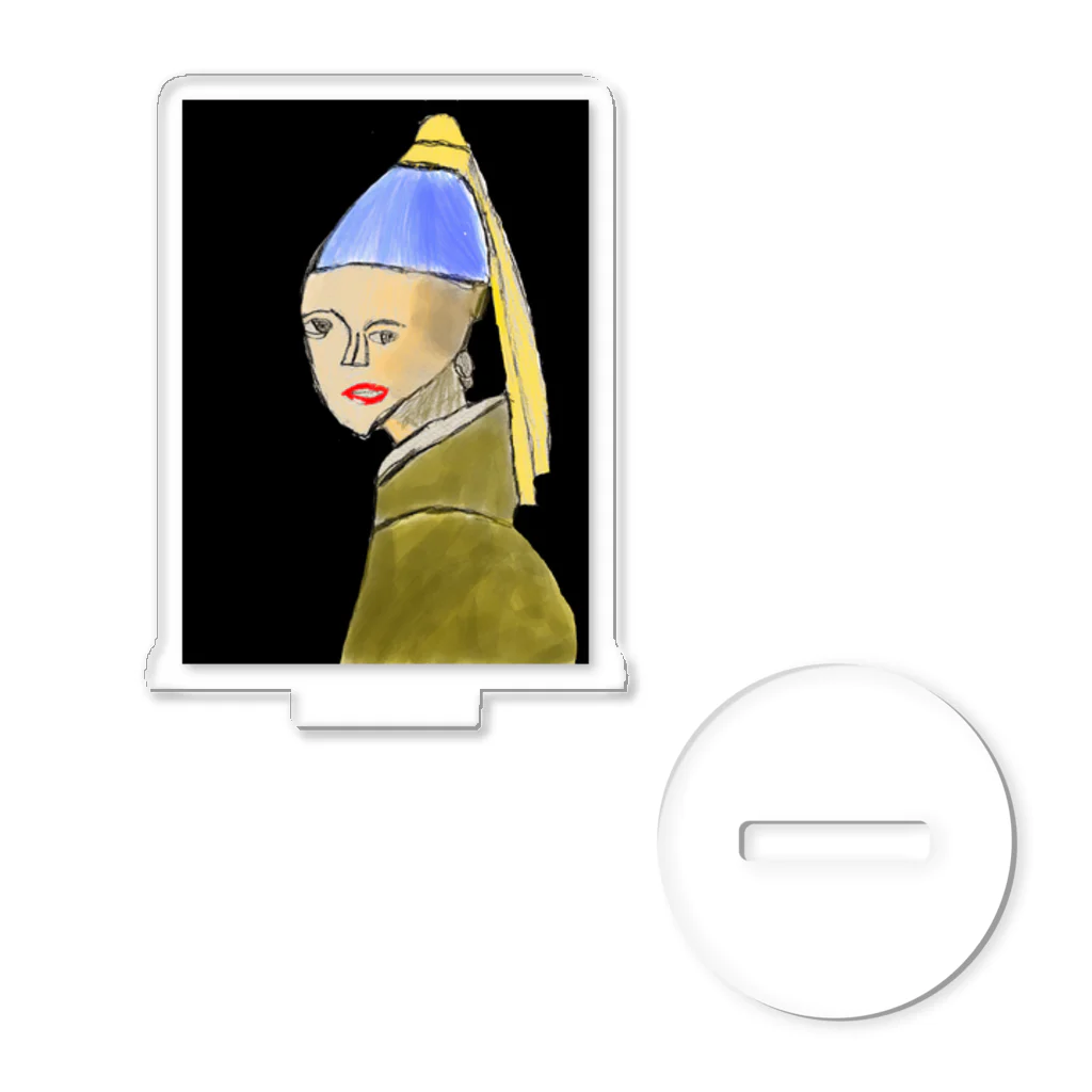 Genart0717のGirl with a pearl earring　フェルメールの真珠の耳飾りの少女 Acrylic Stand