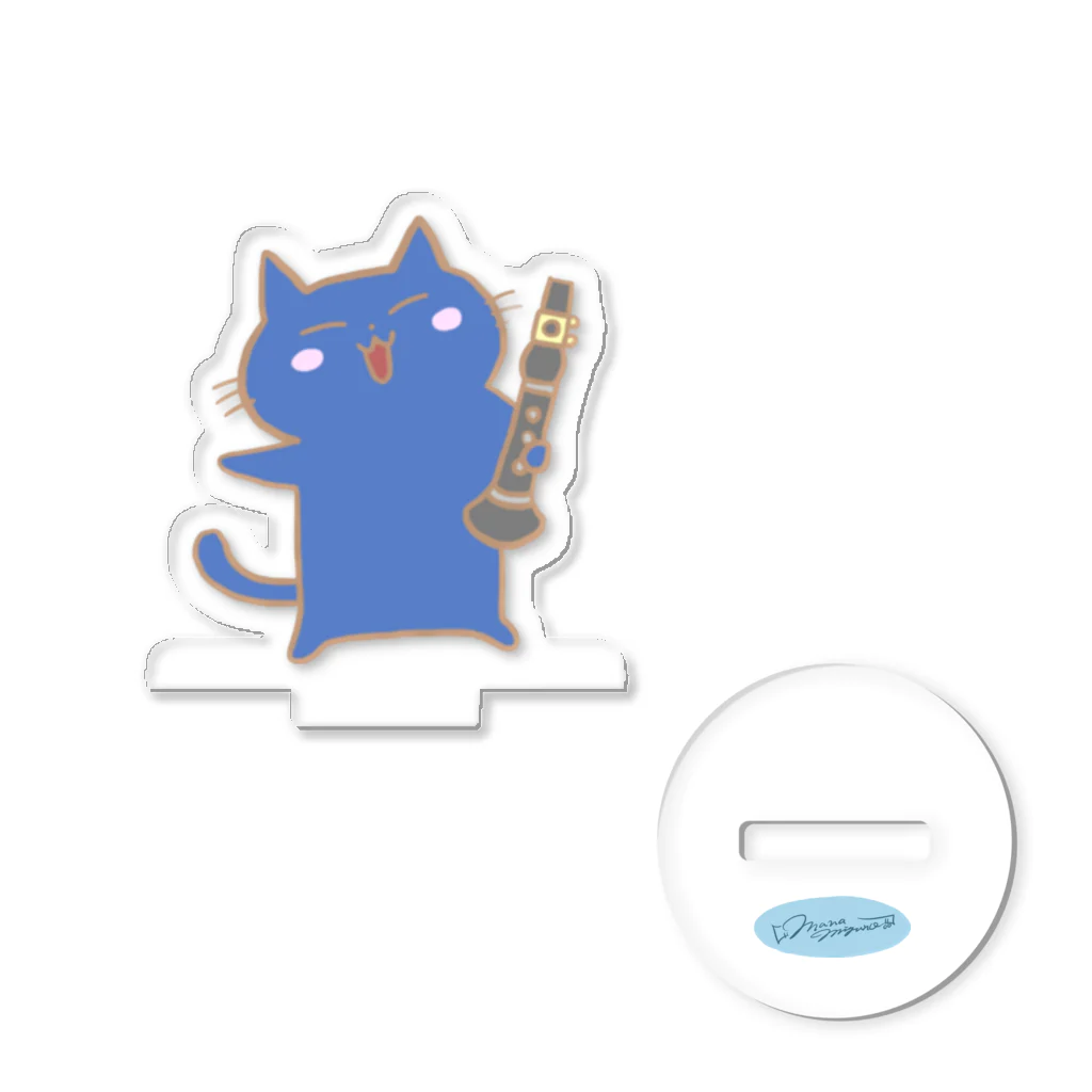 まなclarinetの青いねことクラリネット アクリルスタンド