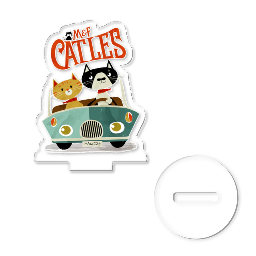 CATLESのCATLES CAR DRIVE ハチワレ猫とキジトラ猫のドライブ アクリルスタンド