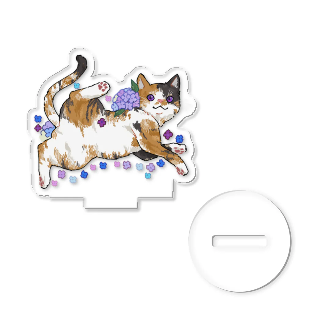 Rm-rm0rmsの紫陽花三毛猫ちゃん Acrylic Stand