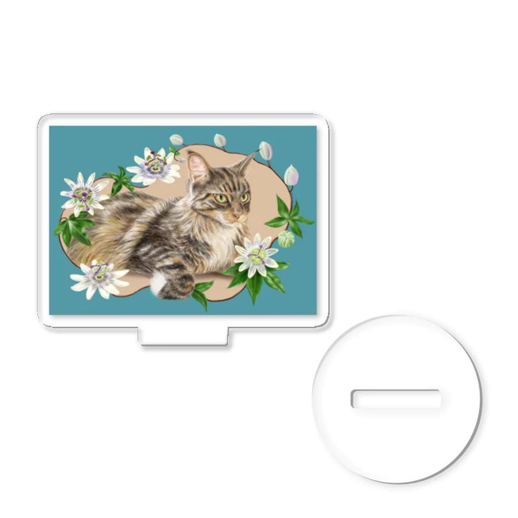 Ａｔｅｌｉｅｒ　Ｈｅｕｒｅｕｘの🌼花と猫😸　トケイソウ Acrylic Stand