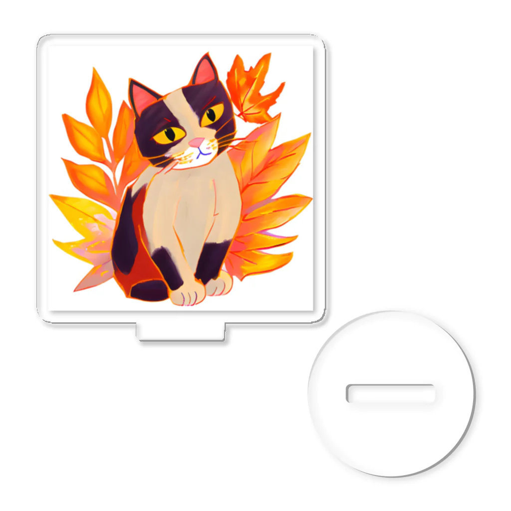 MYST_RIVENの紅葉と三毛猫 アクリルスタンド