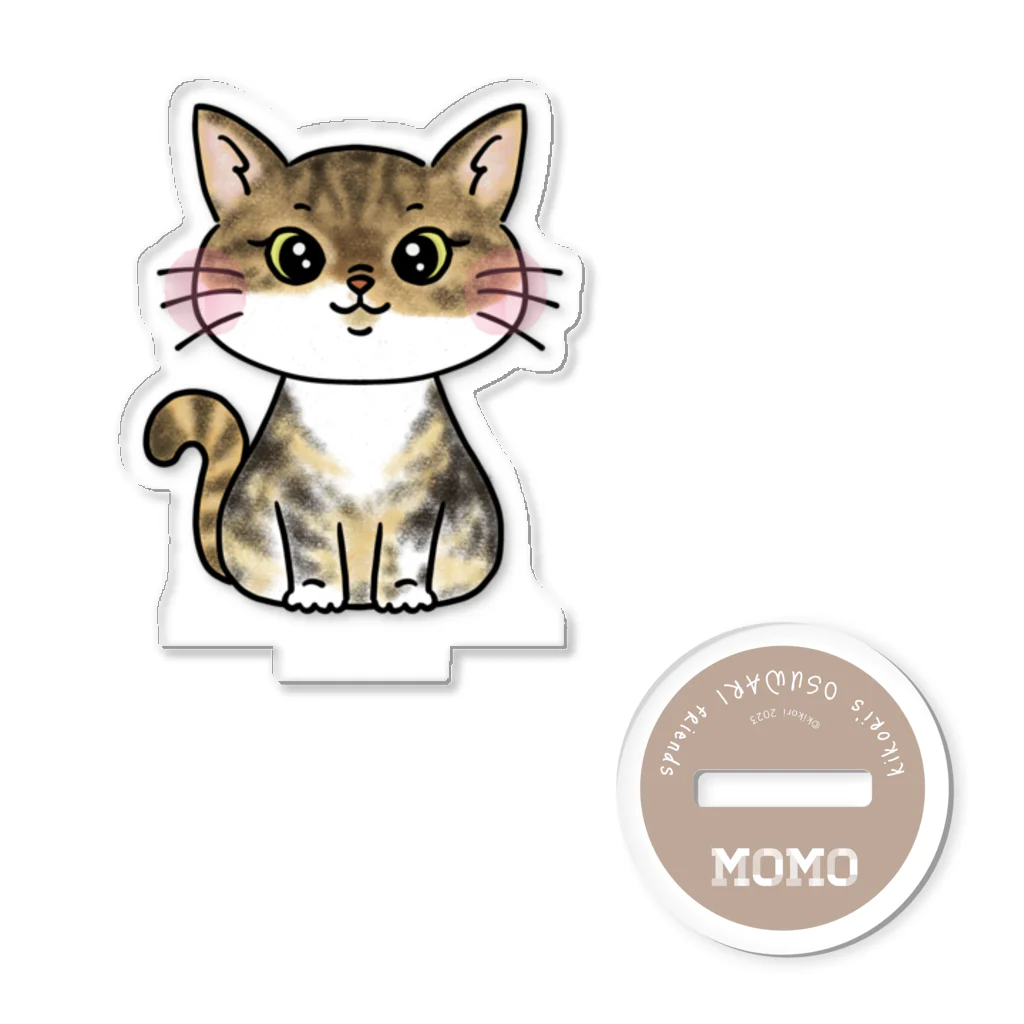 猫好きkikoriのおえかきグッズの【MOMO】OSUWARI friends Acrylic Stand