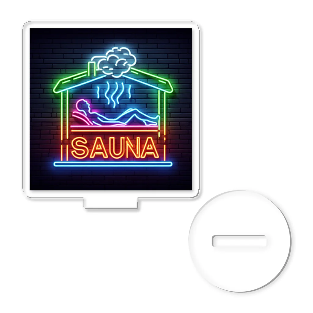 N SAUNA LOGOのネオン風サウナロゴ2 Acrylic Stand