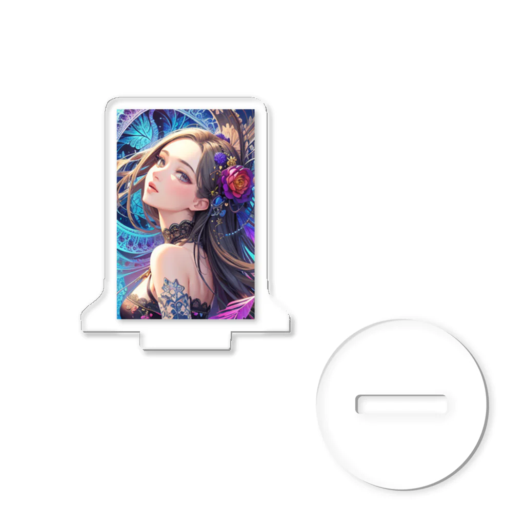 Rapitesu_AI_officialの「花の中の美 - レースの少女」 Acrylic Stand