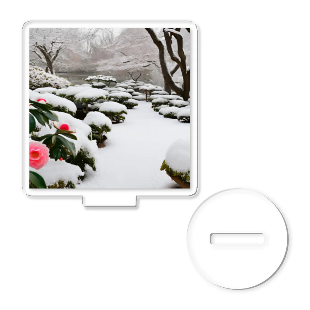 k-mintoの風景グッズ（雪と寒椿の日本庭園） アクリルスタンド
