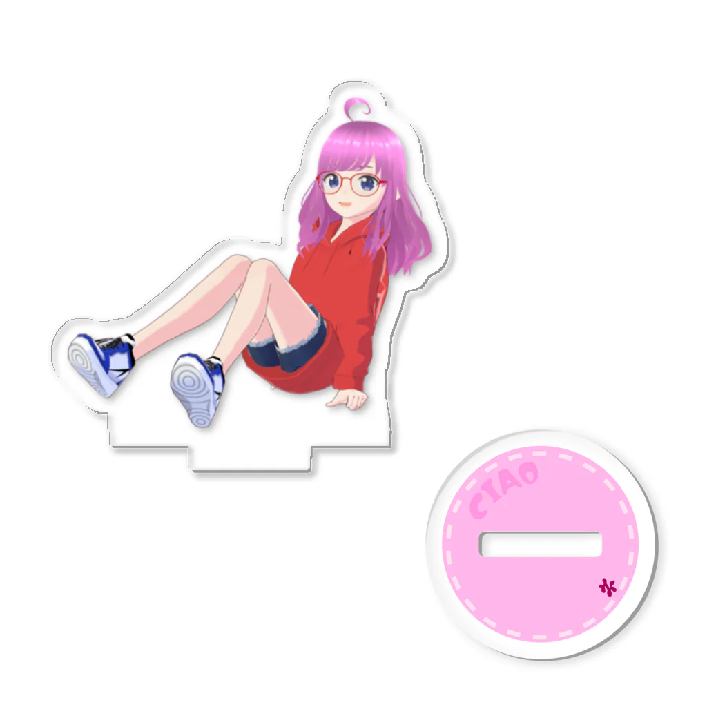 Mio ch. みおのみお (赤パーカー お座り) アクリルスタンド Acrylic Stand