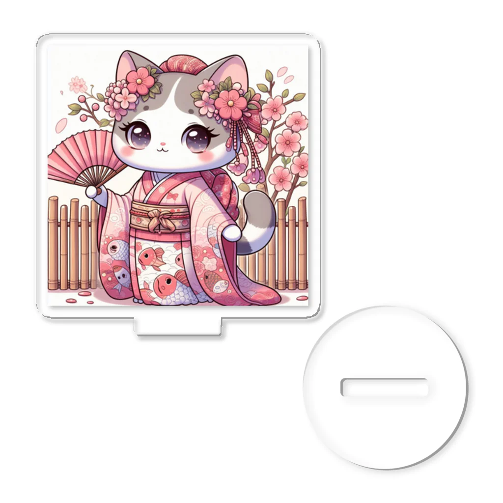 猫好き Japanの振り袖ねこ Acrylic Stand