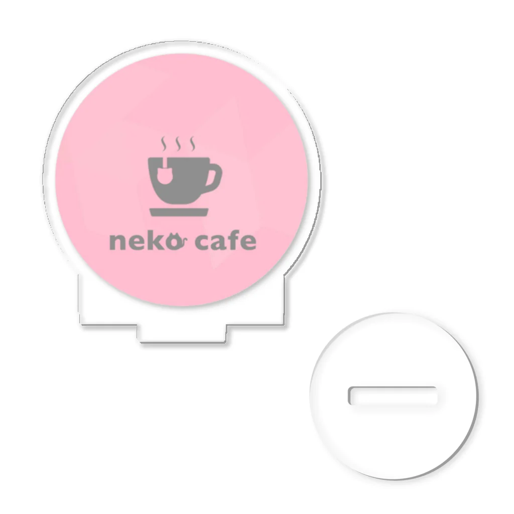 川上牧場のneko cafe（ピンク）デザインイラスト アクリルスタンド