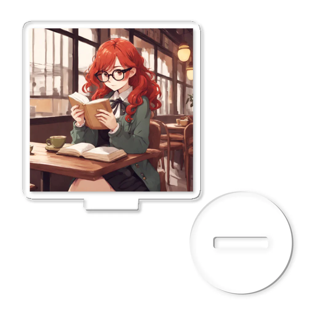プリンゴブリンの赤毛の読書メガネさん Acrylic Stand