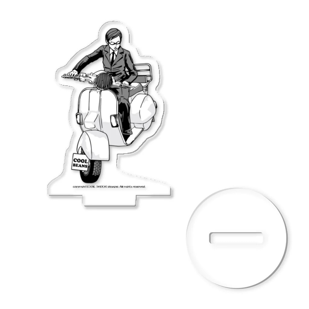 ファンシーTシャツ屋のクラシックスクーターに乗る男性 Acrylic Stand