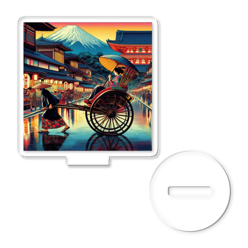 日本の風景 COOL JAPANの日本の風景:人力車で散策、Japanese scenery: Stroll around by jinrikisha Acrylic Stand