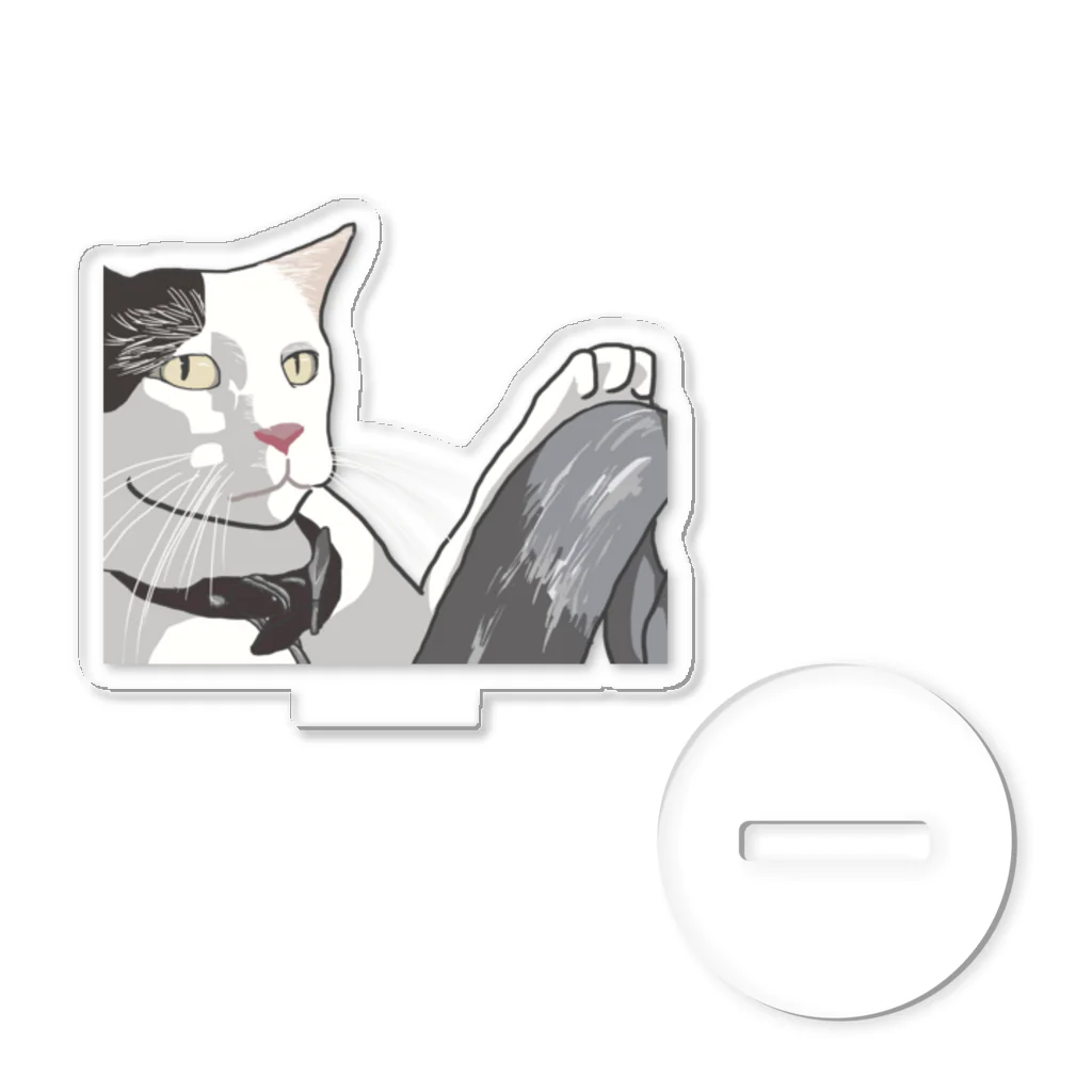 手書きイラストで猫ミームの運転する猫 アクリルスタンド