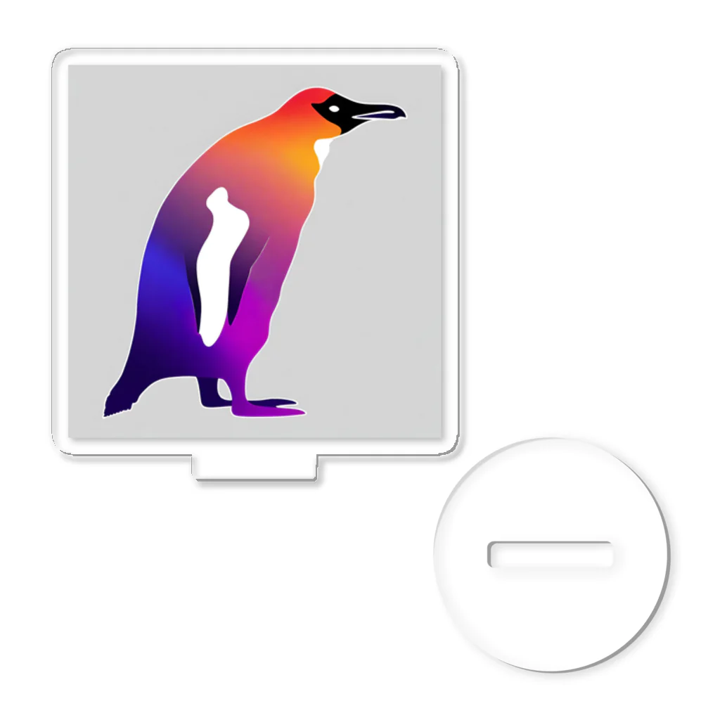 mirinconixの紫からオレンジのグラデーションのペンギン アクリルスタンド