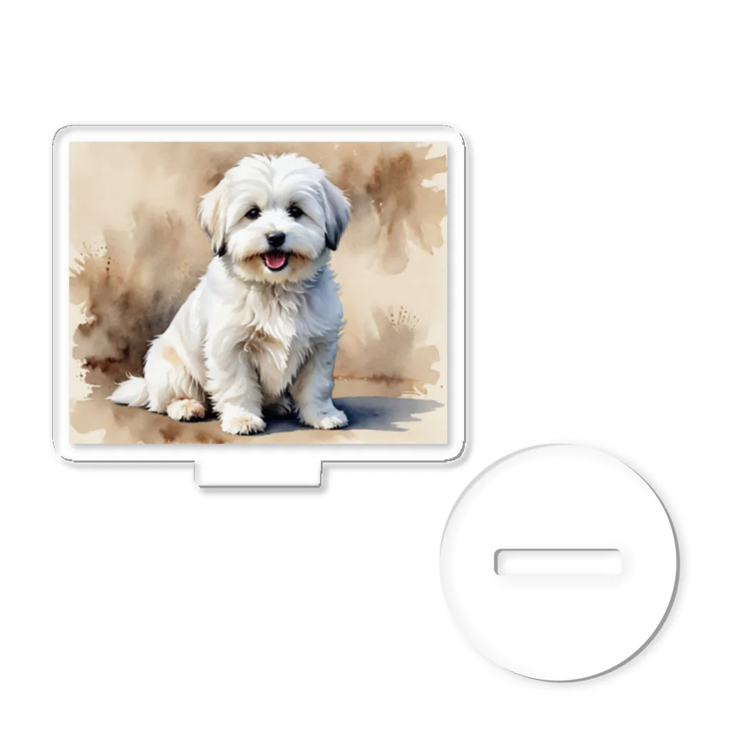 Animal Illustration shopのコトン・ド・テュレアール　Coton de Tulear　水彩画風 アクリルスタンド