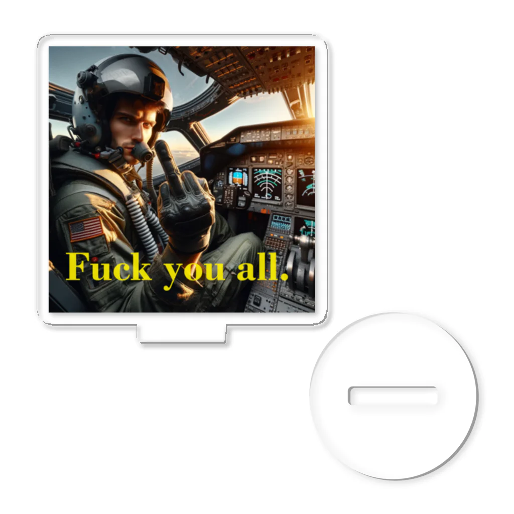 valtanamnの敵に頭にきたパイロットが中指を立ててる アクリルスタンド