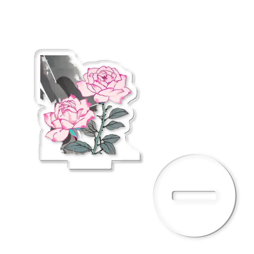 RetrowaveFlowerのRetrowaveFlower-薔薇(ピンク)- Acrylic Stand