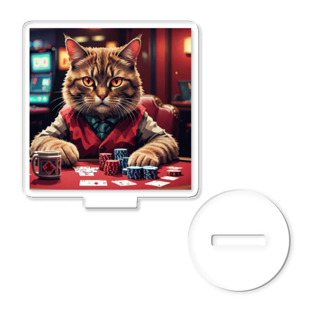 ayame_0923のポーカーをする猫は、いつも冷静な表情を崩さない。 アクリルスタンド