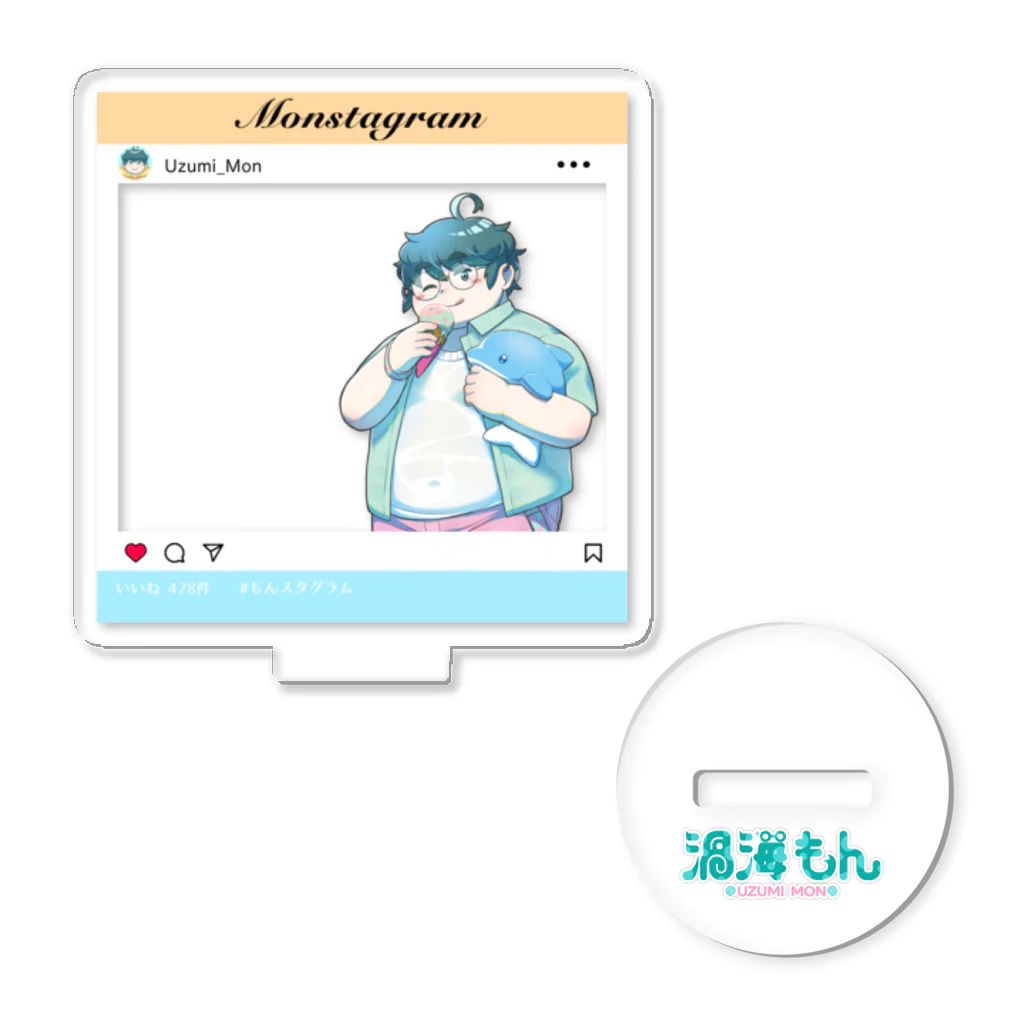 渦海 もん🐬🫧 くるくる天パ系Vtuberの夏ずみもんポラロイド風🐬 Acrylic Stand
