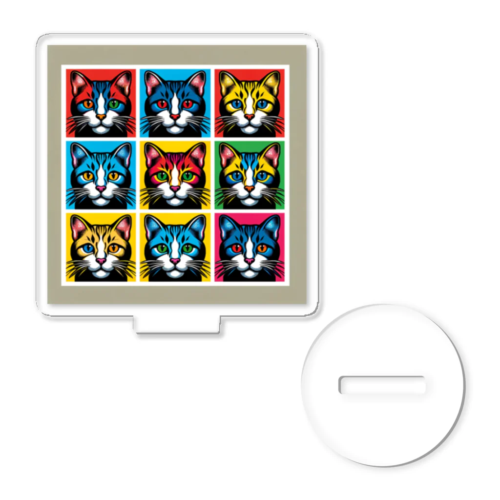 CatCraftsの【Colorful Cat Pop】- ポップアート猫顔コレクション Acrylic Stand