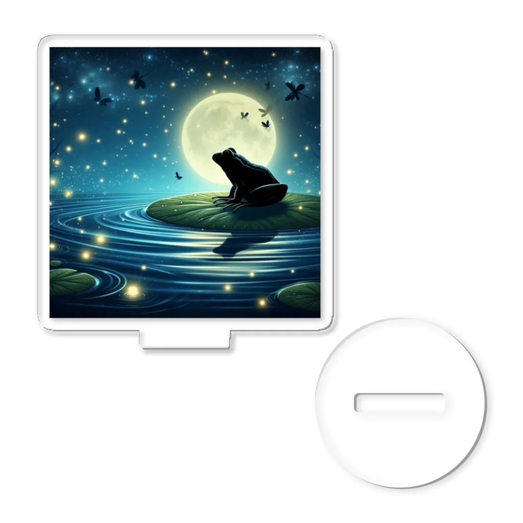 ususio1431の月夜のカエル アクリルスタンド