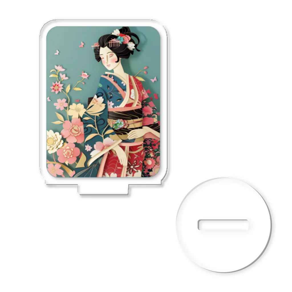 MistyStarkの着物女性の切り絵アート　―　Kimono woman paper-cutting art　ー Acrylic Stand