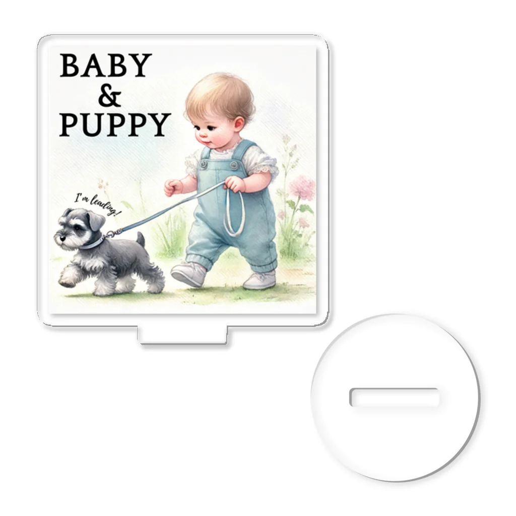 at_taroのSchnauzer leading a baby!! Acrylic Stand