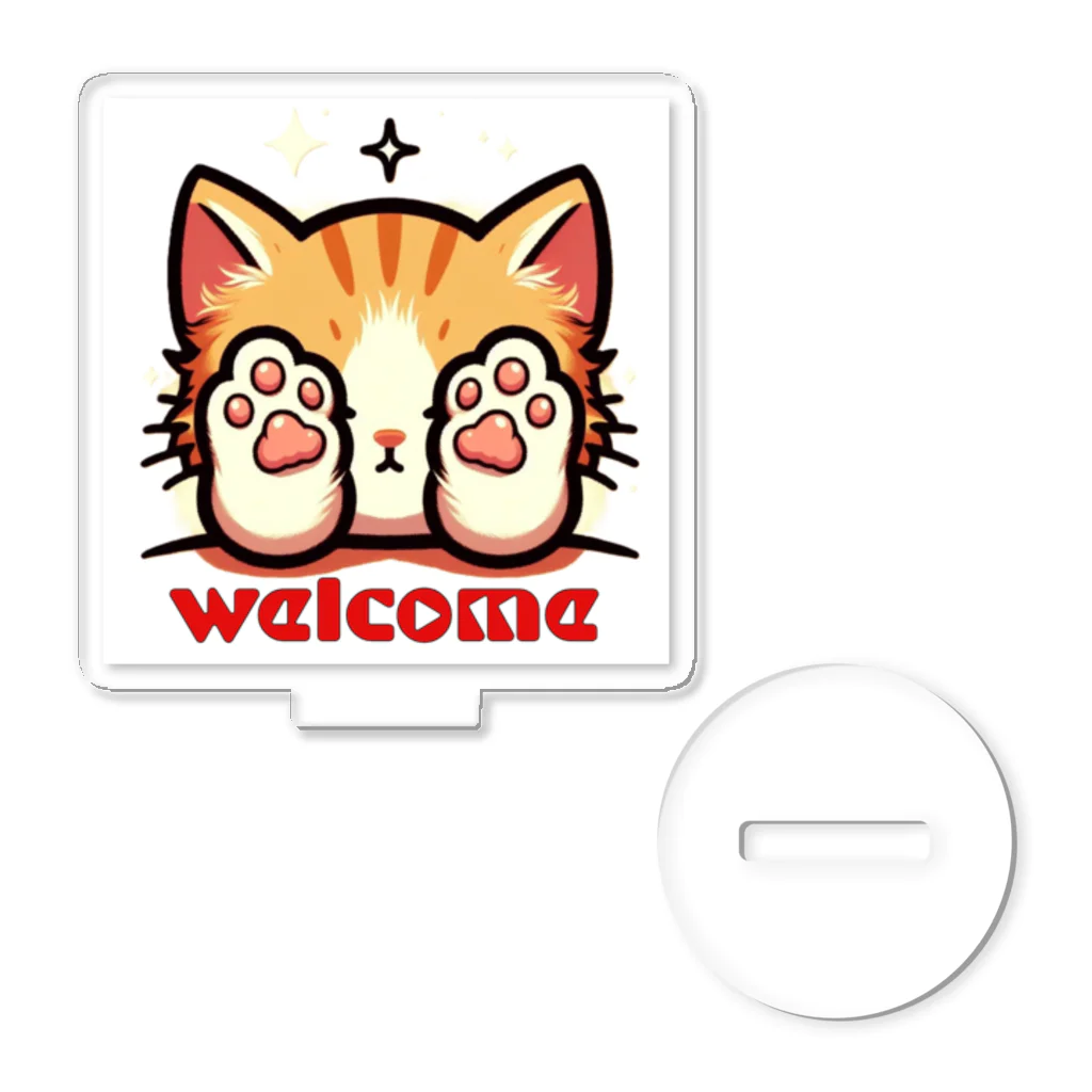 kk-welcomeの肉球で目隠し猫ちゃん Acrylic Stand