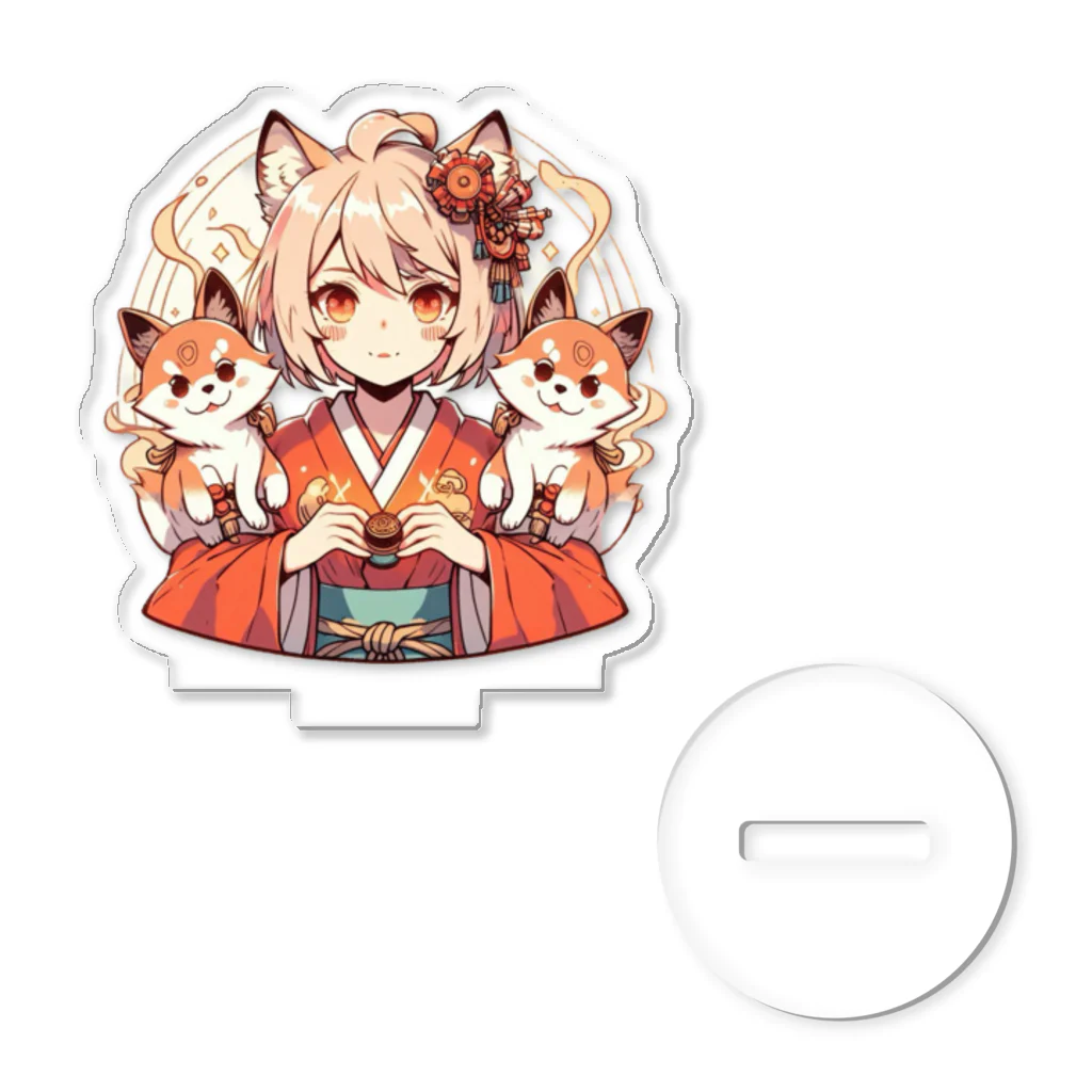 まにショップの巫女と狛犬 Acrylic Stand