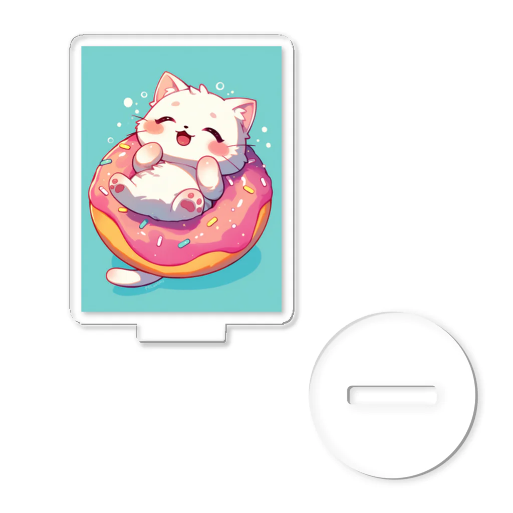 AQUAMETAVERSEの子猫ドーナツ浮輪楽む　　なでしこ1478 Acrylic Stand