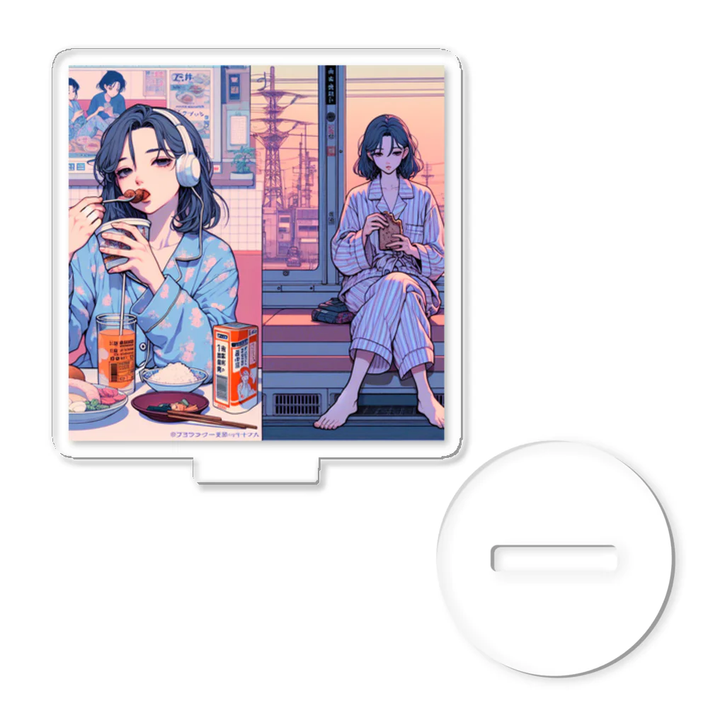 umi@80sエモいヌードルTシャツの夜更けの食卓と帰り道 Acrylic Stand