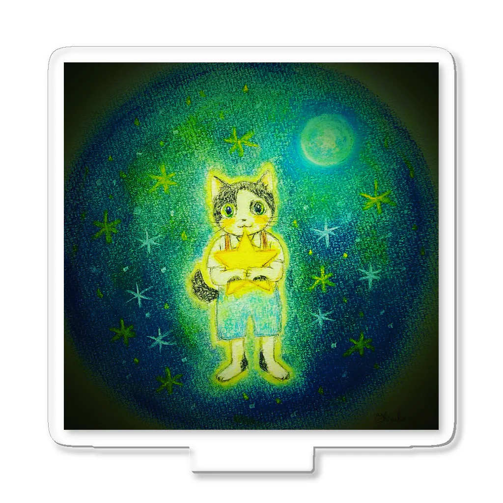 『星月夜の猫』（安財ちずかのイラストグッズONLINE SHOP）の星月夜・猫の幻想物語 アクリルスタンド