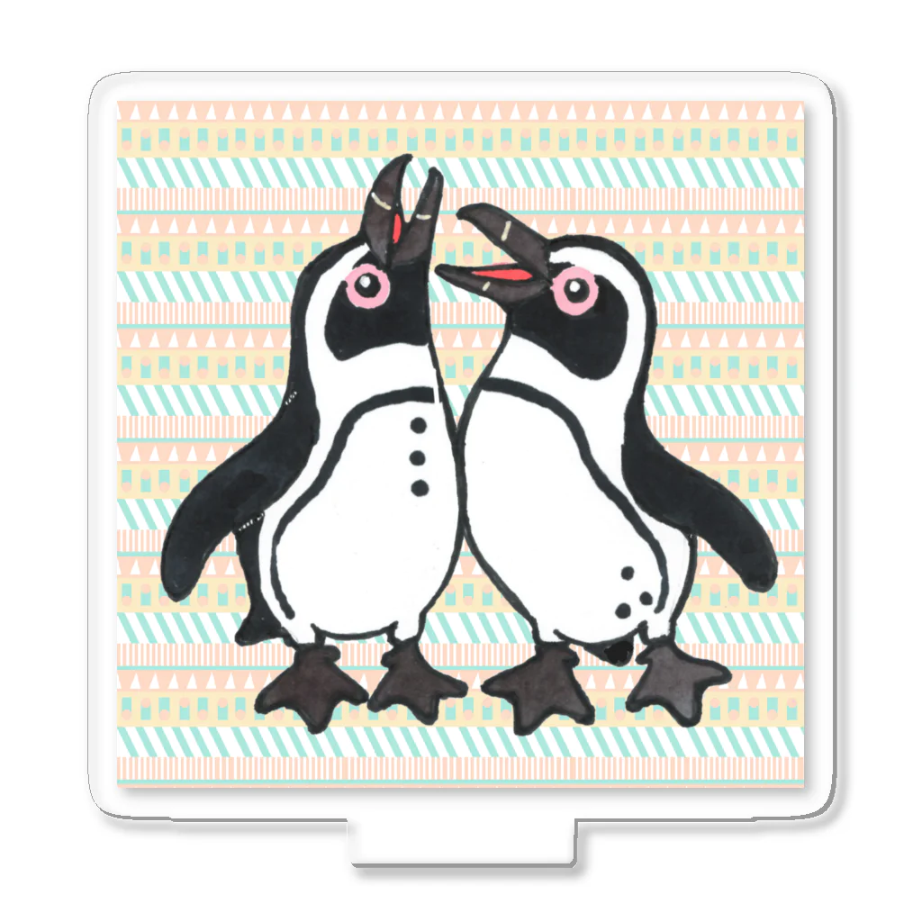 penguininkoの仲良く鳴き合うケープペンギン背景ありA アクリルスタンド