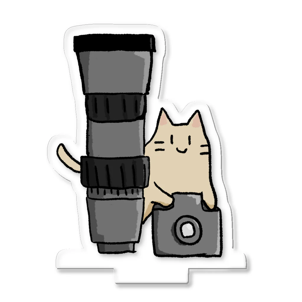 ねこの写真館の望遠レンズとカメラねこ Acrylic Stand