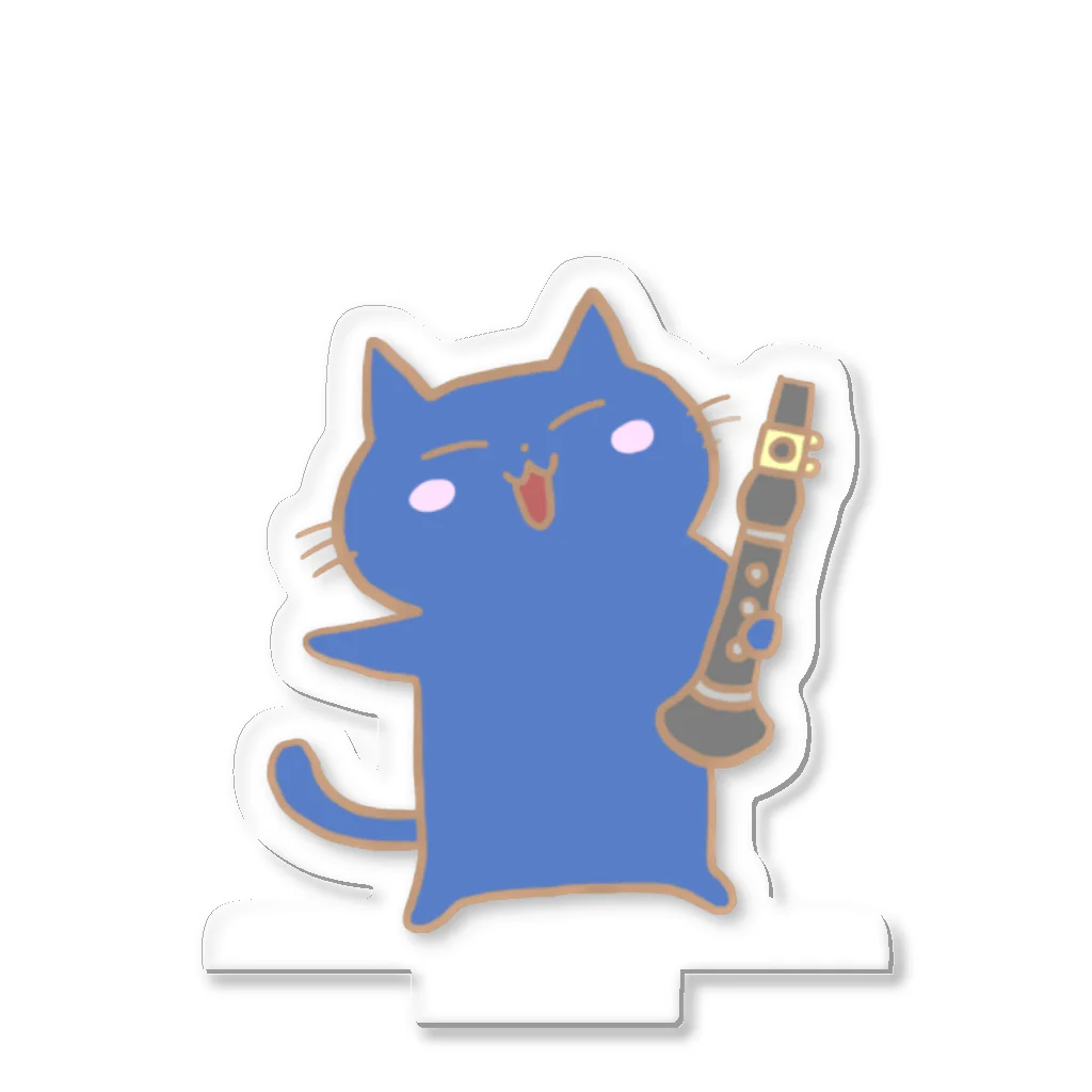 まなclarinetの青いねことクラリネット Acrylic Stand