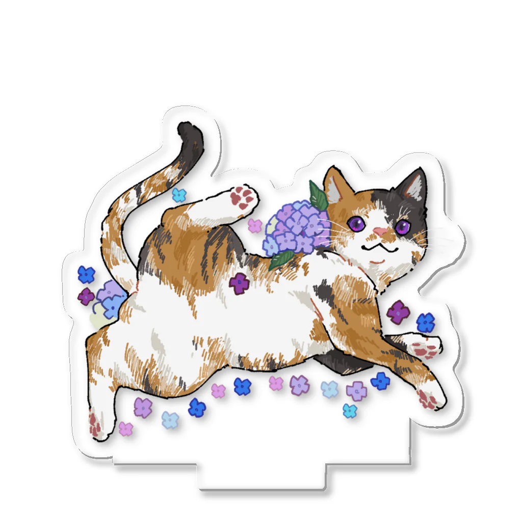 Rm-rm0rmsの紫陽花三毛猫ちゃん Acrylic Stand